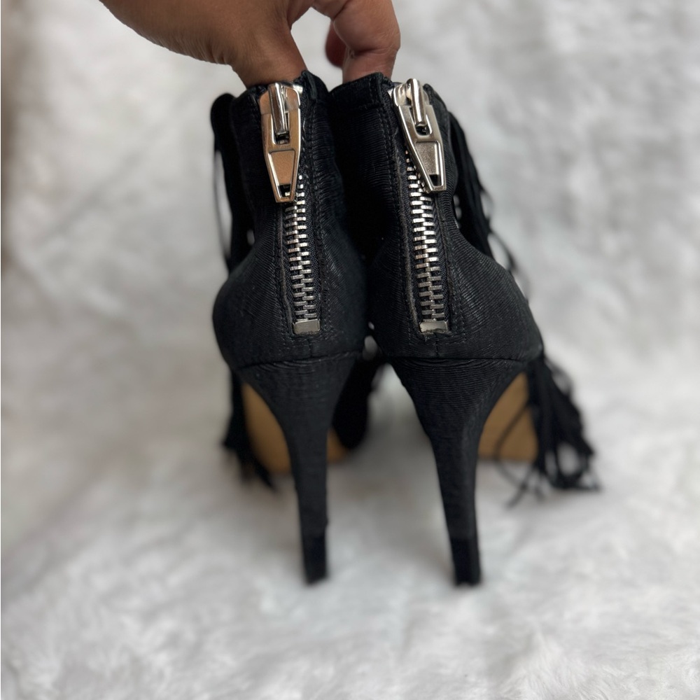 Alexander Wang Black Suede Fringe D'Orsay Heel - Picture 5 of 12